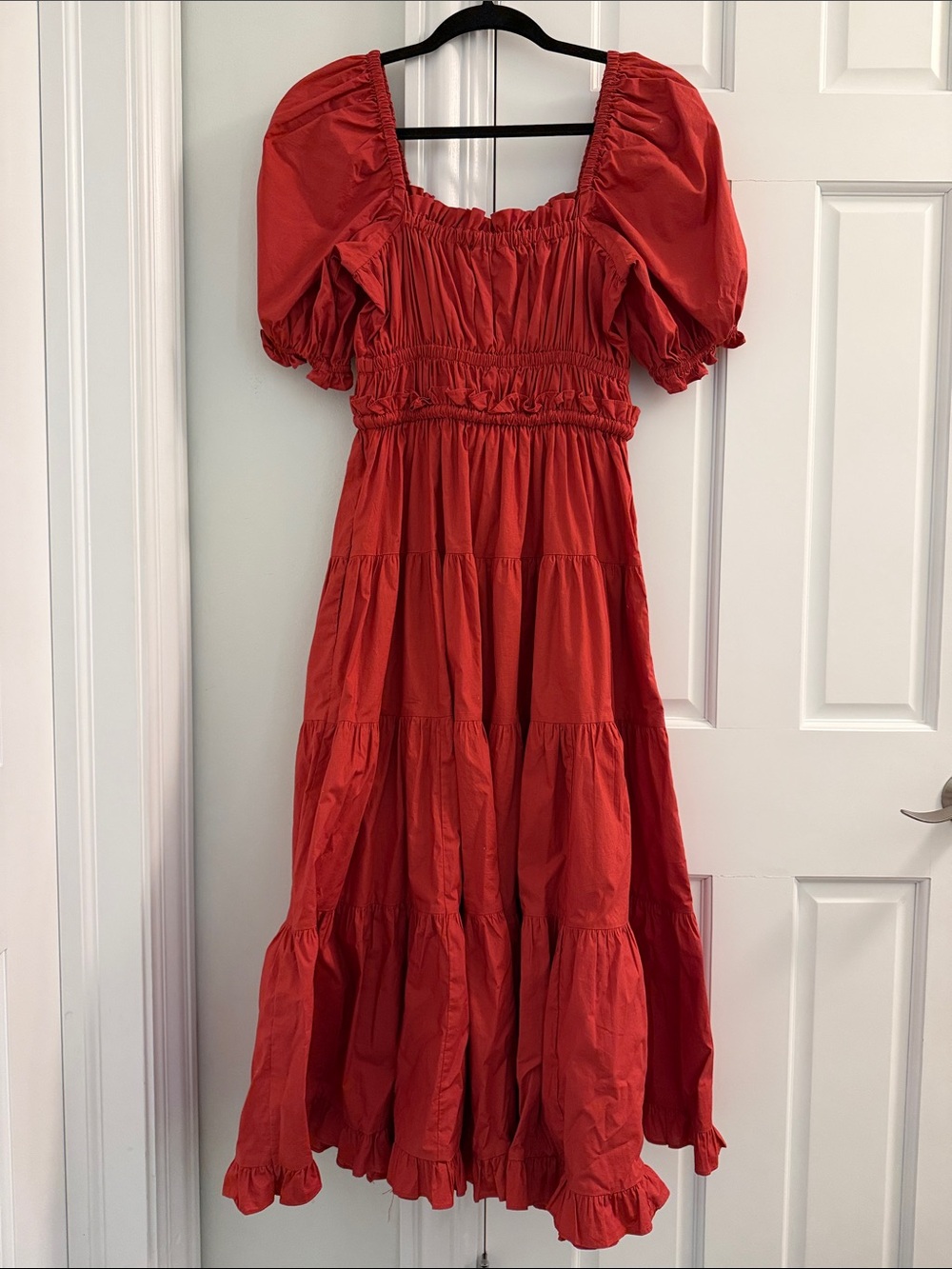 Ulla Johnson Rust Color Puff-Sleeve Tiered Maxi Dress - Picture 2 of 5
